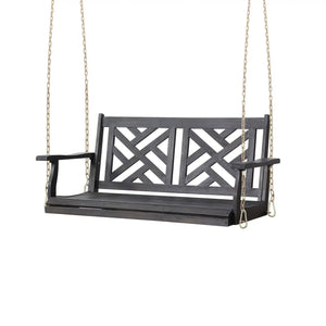 Alejandro Acacia Wood Porch Swing with Slat Panel Seating