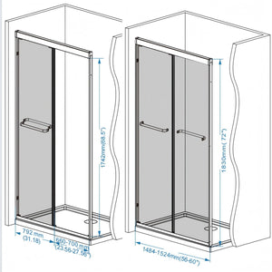 Double Sliding Shower Door With Explosion Proof Film