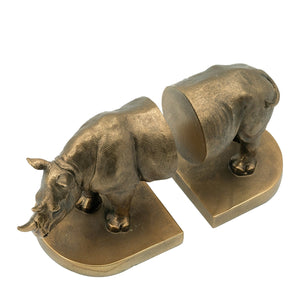 Set of 2 Rhino Bronze Bookends