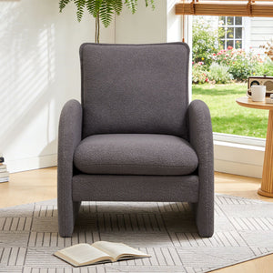 Modern Sherpa Upholstered Accent Chair, Comfortable Living Room Armchair, Lounge Chair For Bedroom, And Office