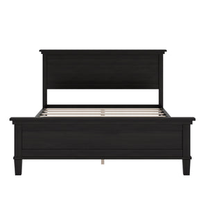 Mid-Century Modern Wood Platform Bed Frame with Headboard