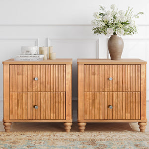 Modern Fluted Nightstand With 3 Drawers