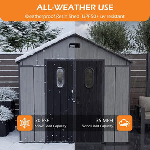 8x8 Ft Resin Outdoor Storage Shed with Floor