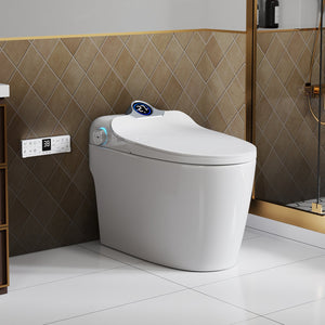 Smart Toilet Bidet Combo with Foot Sensor and Remote Control