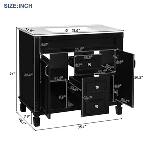 Bathroom Vanity With Top Sink and Soft-Closing Storage