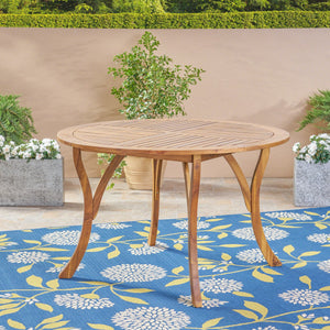 Hermosa Outdoor Acacia Wood Circular Dining Table