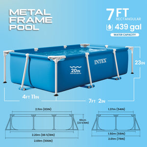 Intex 7.2' x 23" Rectangular Frame Above Ground Outdoor Splash Swimming Pool