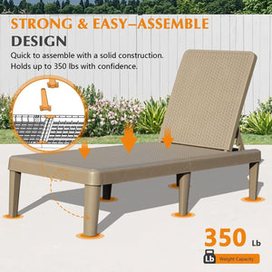Pool Lounge Chairs Set of 2 with Adjustable Backrest