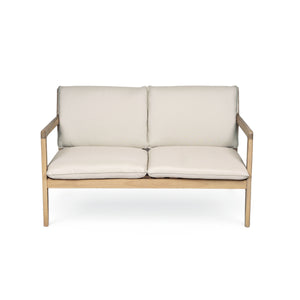 Outdoor Acacia Wood Loveseat with Coffee Table, Light Teak Frame