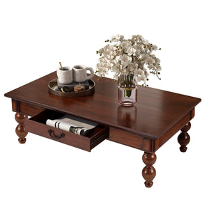 Rectangular Wooden Coffee Table with Storage Drawer