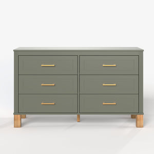 6-Drawer Double Dresser in Olive