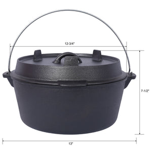 Pre-Seasoned Cast Dutch Oven with Skillet Lid and Pot Rack