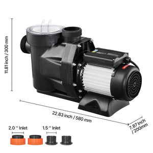 2 HP Above Ground Swimming Pool Pump Single Speed 122 GPM 3450 RPM 220V