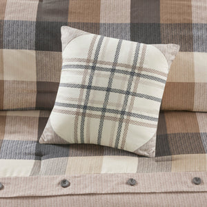 7 Piece Herringbone Comforter Set Neutral Queen