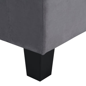 Modern Sectional Sofa Set with L Shape Chaise Lounge and Storage in Grey Velvet Fabric