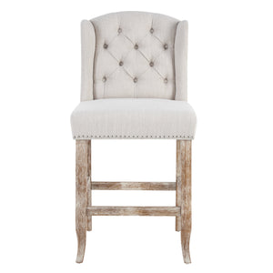 26.78'' Seat Height Vienna Contemporary Fabric Tufted Wingback Counter Stools, Set of 2