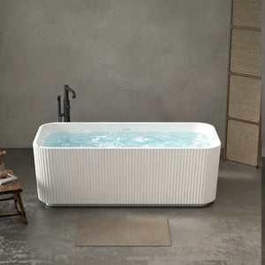 67" Rectangle Linear Acrylic Massage Whirlpool Freestanding Bathtub