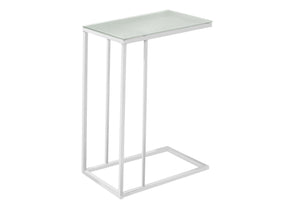 Accent Table, C-Shaped with Tempered Glass - Contemporary & Modern