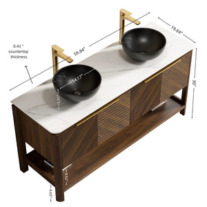 Indigo 60" Bathroom Vanity with Sinter Stone Countertop