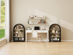 Arched 4-Tier Storage Cabinet with Carved Edges