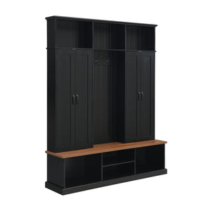 Entryway Hall Tree With Bench, 3 Top Cubbies & Bottom Storage Space
