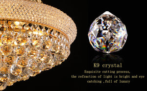 24-Inch Gold Crystal Chandelier, 12-Light French Empire Style Ceiling Light