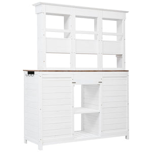 TOPMAX 65.7" Tall Garden Potting Bench Table with Hutch