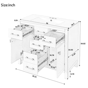 Bathroom Vanity With Sink Combo Set, Modern Bathroom Cabinet With 4 Drawers