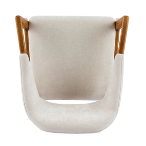Indoor Upholstered Dining Armchair (Set of 2) - Beige / Teak