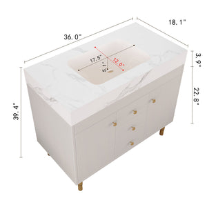 36 in Modern Free-standing Bathroom Vanity with Ceramic Sink & Ample Storage