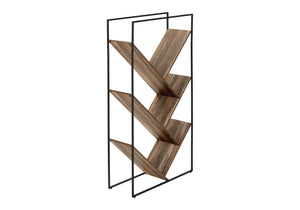 3-Tier Contemporary Bookshelf with Reclaimed Wood Finish