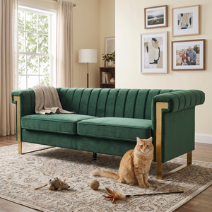 FX-P81B-RG 834-14 Velvet Sofa with Gold Accents