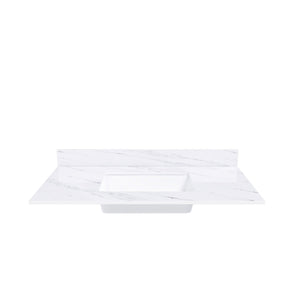 Bianco Carrara Venato Marble Vanity Top With Pre Drilled Faucet Hole And Undermount Sink