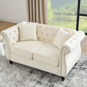 Chesterfield Sofa With Rolled Arms And Nailhead Trim