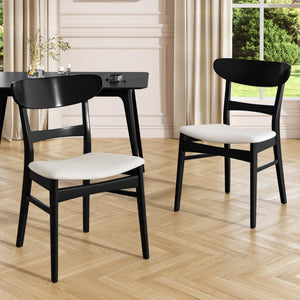 Mid Century Dining Chairs With Cushioned Seats And Wood Frame (Set of 2)