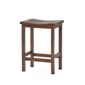 Outdoor Acacia Wood Counter Height Barstool Set of 2