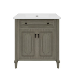Vintage Bathroom Vanity With Sink, Rustic Cabinet With Soft Close Doors
