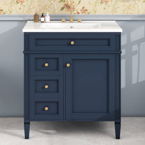 Bathroom Vanity With 2 Drawers and Tip-Out Storage Cabinet