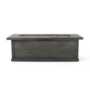 Transitional Rectangular Outdoor Propane Fire Pit With 50,000 BTU