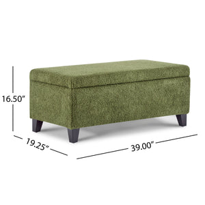 Storage Ottoman with Flip-Top Lid, Easy Assembly, Boucle Fabric & Rubber Wood Legs