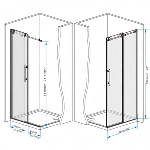 Frameless Shower Door, Smooth Sliding Tracks