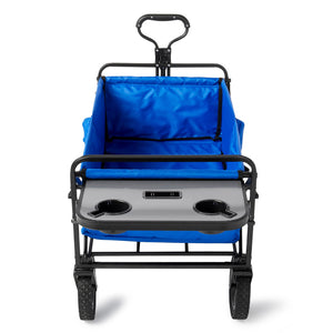Mac Sports Collapsible Folding Outdoor Garden Utility Wagon Cart w/ Table, Blue