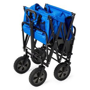 Mac Sports Collapsible Folding Outdoor Garden Utility Wagon Cart w/ Table, Blue