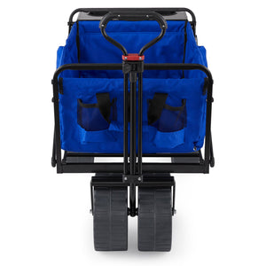 Mac Sports Collapsible All Terrain Beach Utility Wagon Cart with Table, Blue