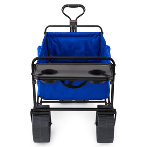Mac Sports Collapsible All Terrain Beach Utility Wagon Cart with Table, Blue