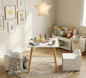 Kids Table and 2 Chair Set with Storage Bins