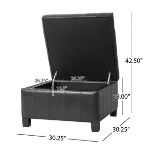 Square Tufted Indoor Ottoman With Lift-Top Storage