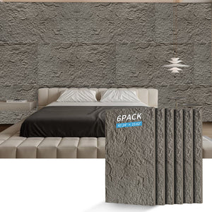 3D Faux Stone Wall Panels, 6 PCS PU Wainscoting Panel