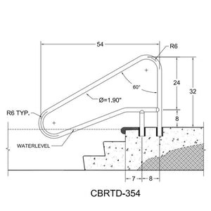 Saftron 54"x32" Cross Braced 3 Bend Slope In-Water Return to Deck Handrail White