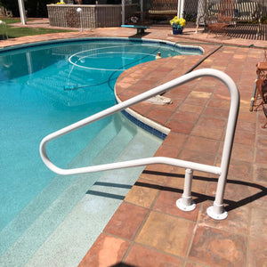 Saftron 54"x32" Cross Braced 3 Bend Slope In-Water Return to Deck Handrail White
